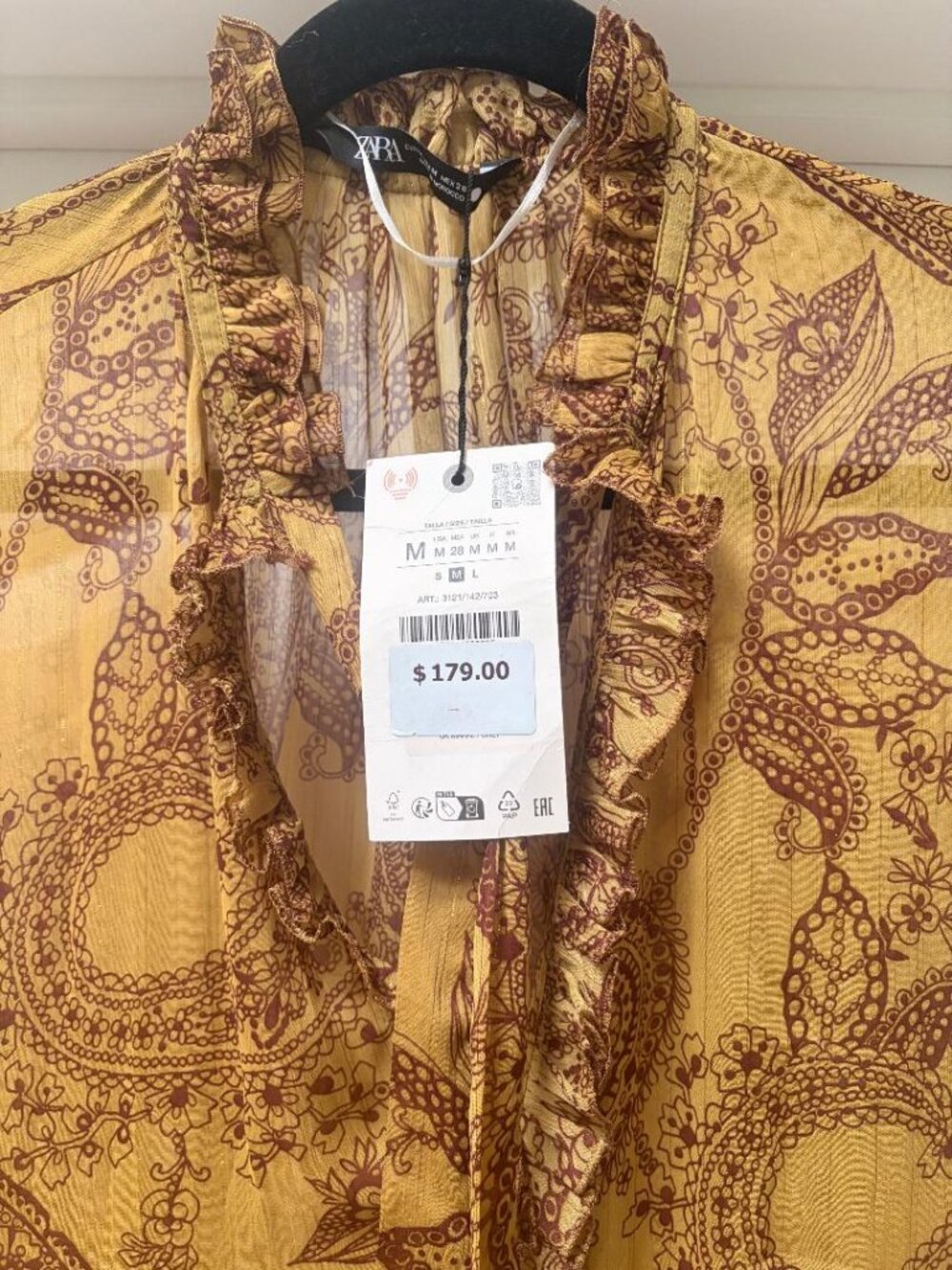 ZARA Long Sleeve Paisley Dress ZW Collection Size M $179 NWT * See description - Picture 7 of 15